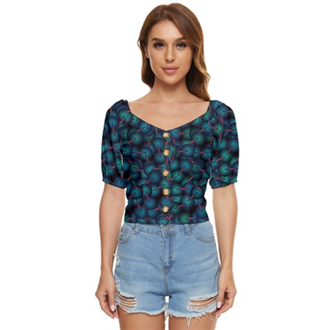 Background Abstract Textile Design Button Up Blouse by Ravend