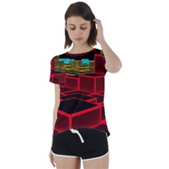 3d Abstract Model Texture Short Sleeve Open Back Tee by Ravend
