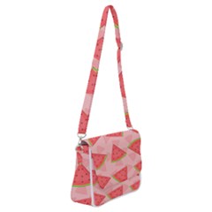Background Watermelon Pattern Fruit Food Sweet Shoulder Bag With Back Zipper by Jancukart