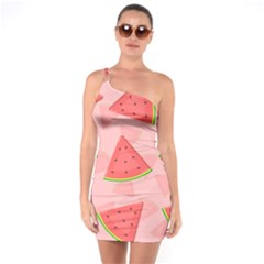 Background Watermelon Pattern Fruit Food Sweet One Soulder Bodycon Dress by Jancukart