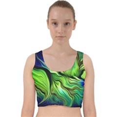 Fractal Art Pattern Abstract Fantasy Digital Velvet Racer Back Crop Top by Jancukart