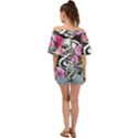 Floral Skeletons Off Shoulder Short Sleeve Top View2
