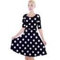 Black And White Polka Dots Quarter Sleeve A-Line Dress View1