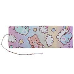 Pusheen Carebears Bears Cat Colorful Cute Pastel Pattern Roll Up Canvas Pencil Holder (m) by Sapixe