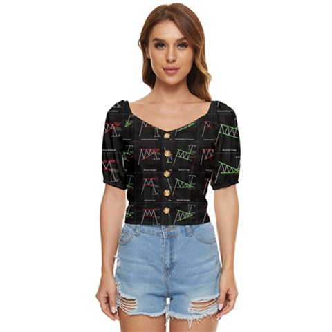 Chart Pattern Button Up Blouse by Sapixe