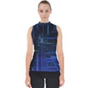 Screen Glitch Broken  Crack  Fracture  Glass Pattern Mock Neck Shell Top View1