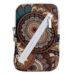 Bohemian Flair In Blue And Earthtones Belt Pouch Bag (small) by HWDesign