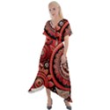 Bohemian Vibes In Vibrant Red Cross Front Sharkbite Hem Maxi Dress View1