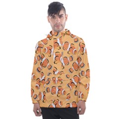 Fish Clownfish Orange Background Men s Front Pocket Pullover Windbreaker by Ravend