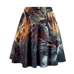Leopard Feline Artwork Art Fantasy High Waist Skirt by Ravend