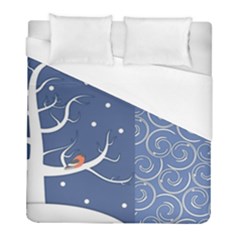 Bird Winter Bullfinch Patterns Art Duvet Cover (full/ Double Size) by Uceng