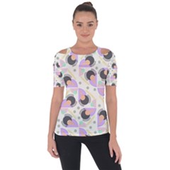 Pattern Pastel Drawing Art Shoulder Cut Out Short Sleeve Top by Uceng