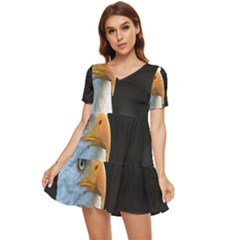 Bird Tiered Short Sleeve Babydoll Dress by artworkshop