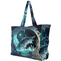Sculpture Dinosaur Shark Frozen Winter Fantasy Simple Shoulder Bag by Ravend