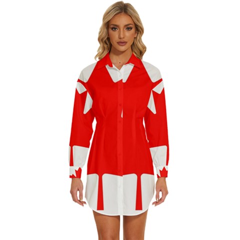 Canada Flag Canadian Flag View Womens Long Sleeve Shirt Dress by Ravend