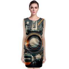 Illustrations Technology Robot Internet Processor Sleeveless Velvet Midi Dress by Ravend