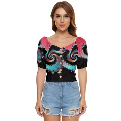 Fractals Abstract Art Digital Art Abstract Art Button Up Blouse by Ravend