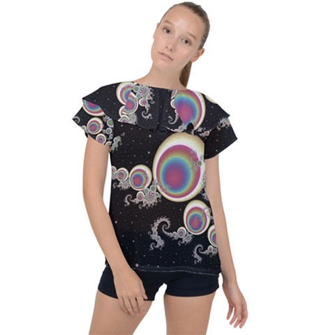 Fractal Math Abstract Abstract Art Digital Art Ruffle Collar Chiffon Blouse by Ravend