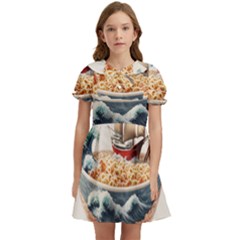 Ai Generated Noodles Pirate Chinese Food Food Kids  Bow Tie Puff Sleeve Dress by danenraven