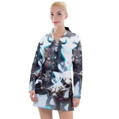 Ai Generated Viking God Fantasy Dog Norse Man Women s Long Sleeve Casual Dress by danenraven