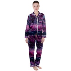 Landscape Landscape Painting Purple Purple Trees Women s Long Sleeve Satin Pajamas Set	 by danenraven