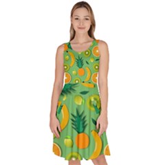 Fruit Tropical Pattern Design Art Pattern Knee Length Skater Dress With Pockets by Ravend