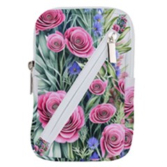Attention-getting Watercolor Flowers Belt Pouch Bag (large) by GardenOfOphir