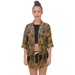 Rusty Orange Abstract Surface Open Front Chiffon Kimono by dflcprintsclothing