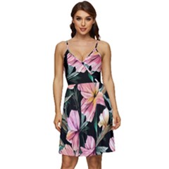 Charming Watercolor Flowers V-neck Pocket Summer Dress  by GardenOfOphir
