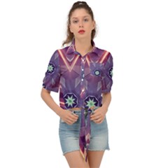 Abstract Glow Kaleidoscopic Light Tie Front Shirt  by Ravend