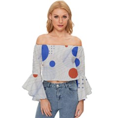 Computer Network Technology Digital Science Fiction Off Shoulder Flutter Bell Sleeve Top by Ravend