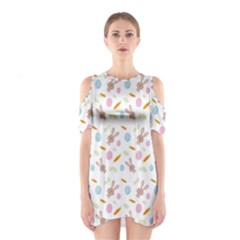 Easter Bunny Pattern Hare Easter Bunny Easter Egg Shoulder Cutout One Piece Dress by Ravend