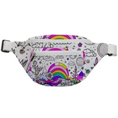 Rainbow Fun Cute Minimal Doodle Drawing Art Fanny Pack by Ravend