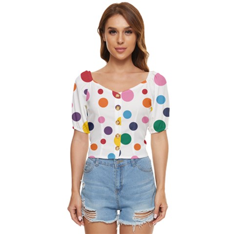 Polka Dot Button Up Blouse by 8989