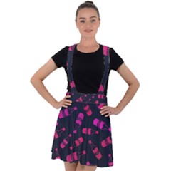 Wine Wine Bottles Background Graphic Velvet Suspender Skater Skirt by Ravend