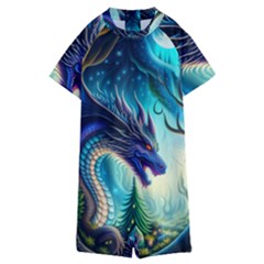 Ai Generated Dragon Fractal Art Texture Kids  Boyleg Half Suit Swimwear by Ravend
