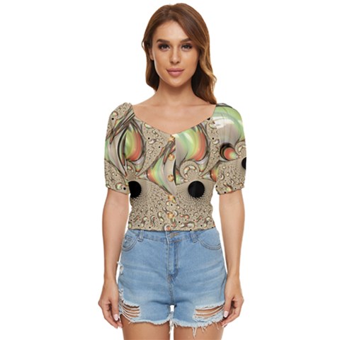 Fractal Background Pattern Texture Abstract Design Abstract Button Up Blouse by Ravend