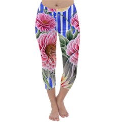 Choice Watercolor Flowers Capri Winter Leggings  by GardenOfOphir