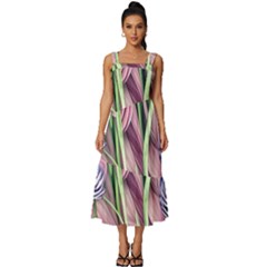 Ottagecore Aesthetics Retro Flowers Pattern Square Neckline Tiered Midi Dress by GardenOfOphir