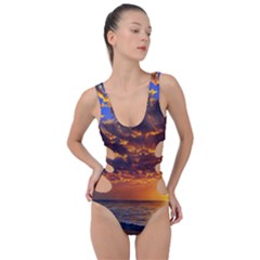 Orange Sunburst Side Cut Out Swimsuit by GardenOfOphir