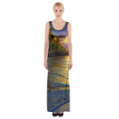Sunset At The Surf Thigh Split Maxi Dress by GardenOfOphir