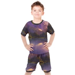 Colored Hues Sunset Kids  Tee And Shorts Set by GardenOfOphir