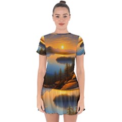 Distant Sunset Drop Hem Mini Chiffon Dress by GardenOfOphir
