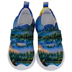Stunning Sunset By The Lake Kids  Velcro No Lace Shoes by GardenOfOphir