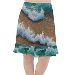 Abstract Waves Summertime On The Sea Fishtail Chiffon Skirt by GardenOfOphir