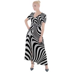Pattern Geometric Lines Shapes Design Art Button Up Short Sleeve Maxi Dress by Ravend