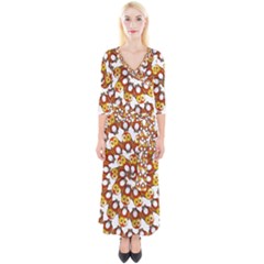 Owl Animal Bird Nature Feather Eyes Plumage Quarter Sleeve Wrap Maxi Dress by Ravend