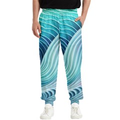 Ocean Waves Pastel Men s Elastic Waist Pants by GardenOfOphir