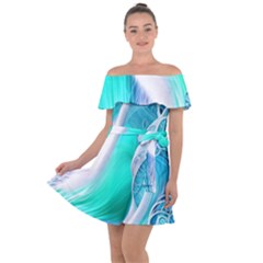 Pastel Simple Wave Off Shoulder Velour Dress by GardenOfOphir