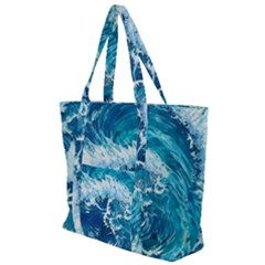 Abstract Blue Ocean Waves Iii Zip Up Canvas Bag by GardenOfOphir